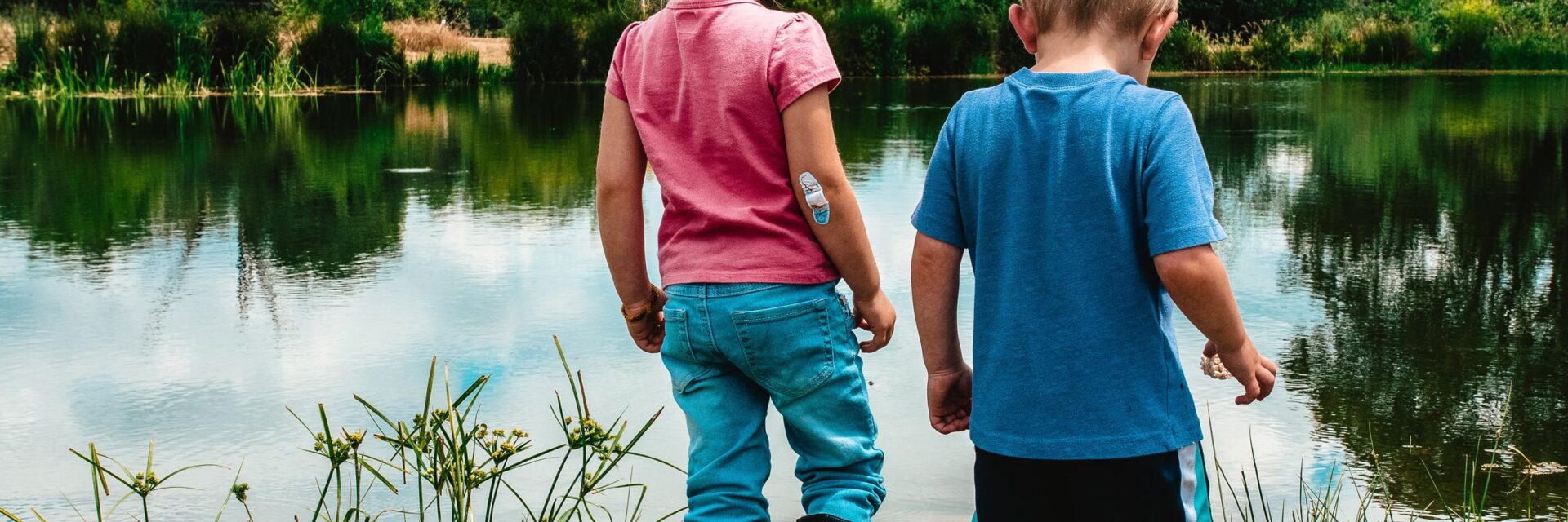 Kids at the pond
